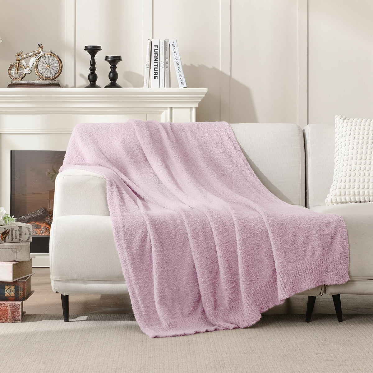JOOJA Light Purple Throw Blanket, Soft Fluffy Fuzzy Knit Blanket for Couch Bed Sofa, Cozy Plush Warm Blanket for Bedroom Living Room, Spring Home Decor, 50x60 Inches