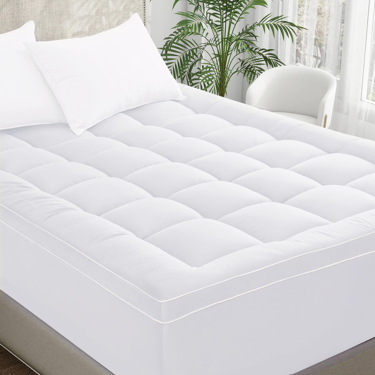 Mattress Topper Twin for Back Pain Relief, Add Cushion for Firm Mattresses, Better Sleep - Cooling Cloud-Like Comfort Extra Fluffy Layer, RV Mattress Pillow Top, 8-21" Deep Pocket