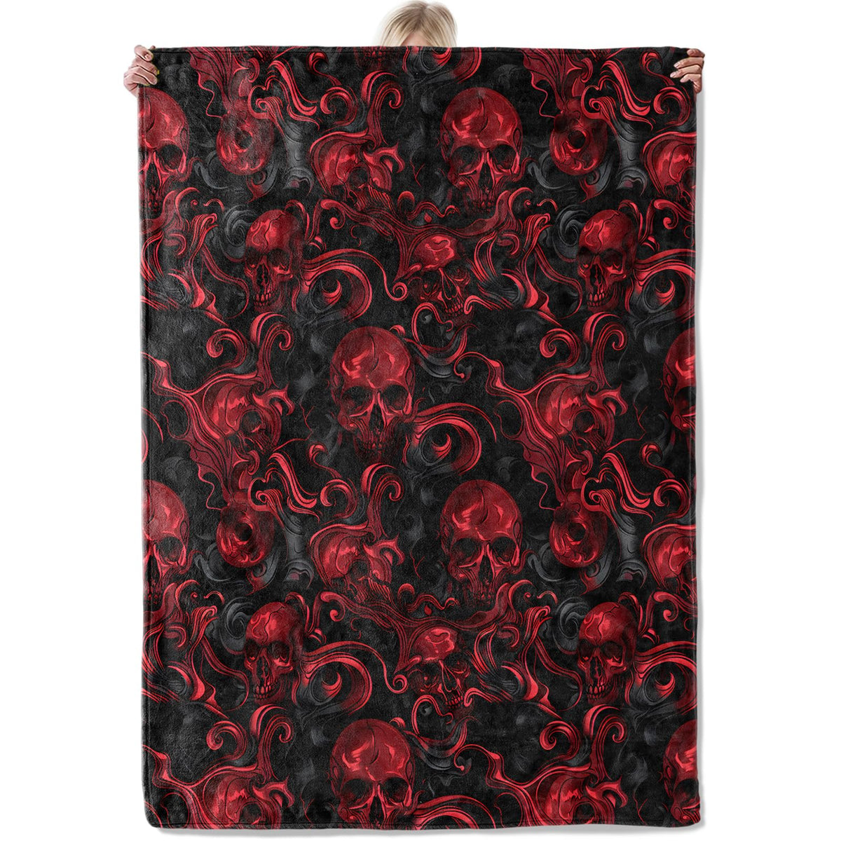 Aonimonis Red Skull Gothic Throw Blanket Gifts for Women, Soft Fuzzy Warm Cozy Flannel Blankets for Bedroom, Travel, Couch, Home Decor 50x60 in