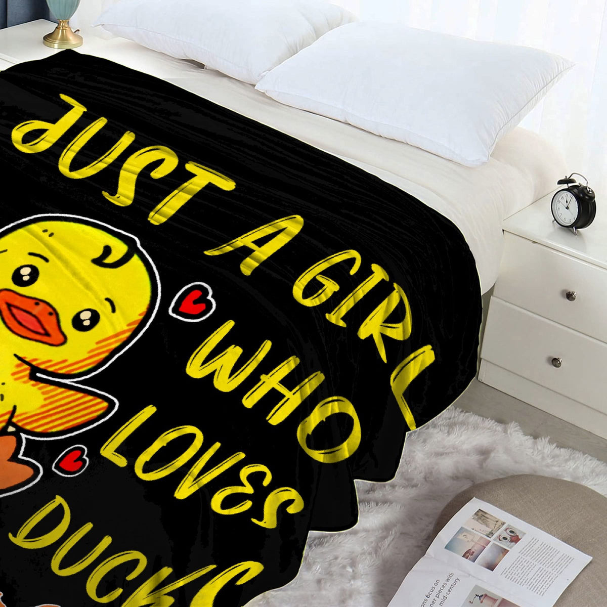 Just Girl Loves Ducks Blanket Soft Blankets and Throws Flannel Cozy Lightweight Quilt Gift Perfect for Bed Sofa Couch-50 x40 Small for Kids