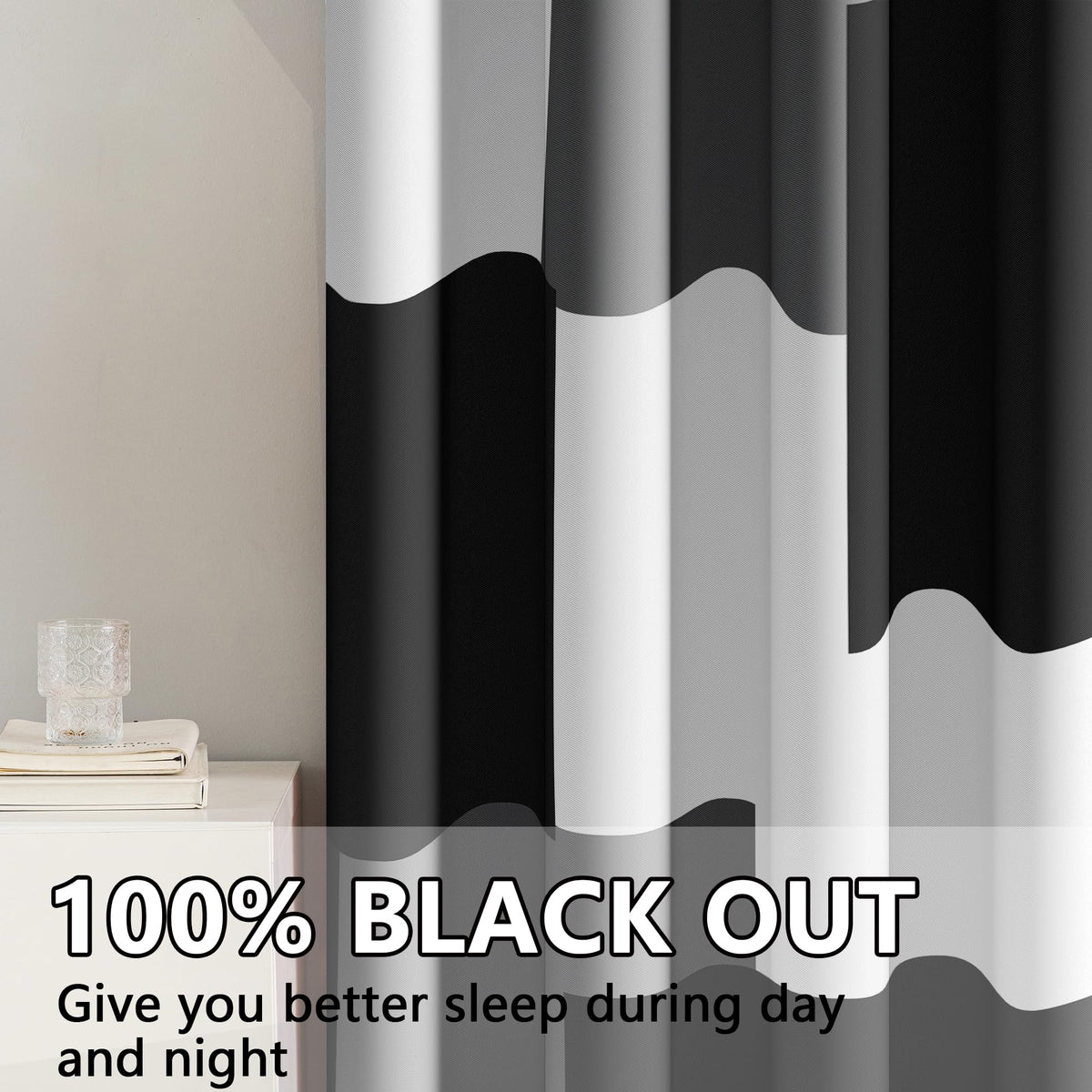 HOQAJME Black and White Curtains for Bedroom Blackout Curtains for Living Room Modern Abstract Geometric Room Darkening Window Drapes, (52 x 84 - Inch,Black Plaid)