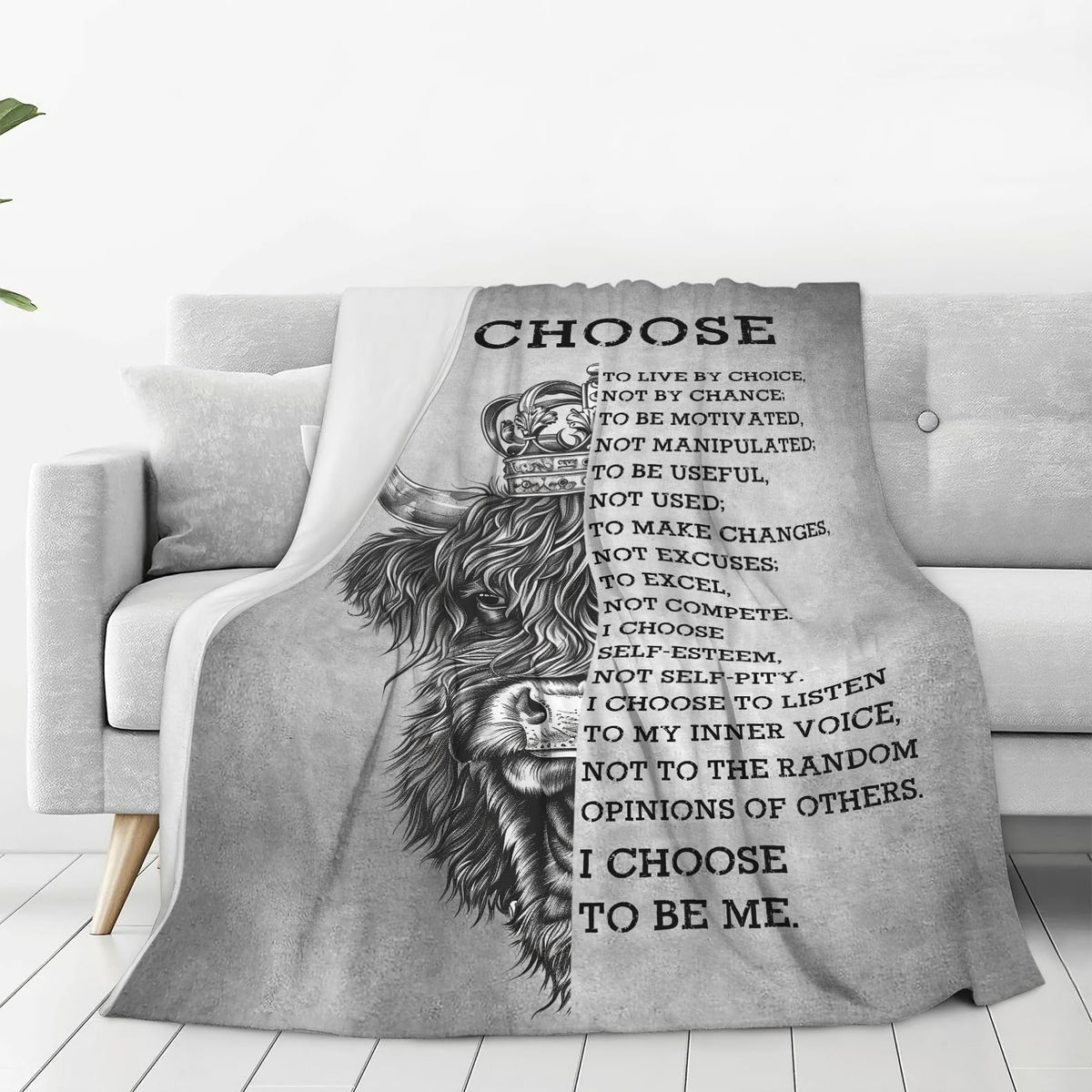 Uphomart Highland Cow Blanket Cow Throw Blanket Cozy Fleece Flannel Bedding Black and White Highland Cow Gifts for Women Men Boys Girls Adults Lovers Stuff Plush for Couch Sofa Bed Room Decor 40"X50"