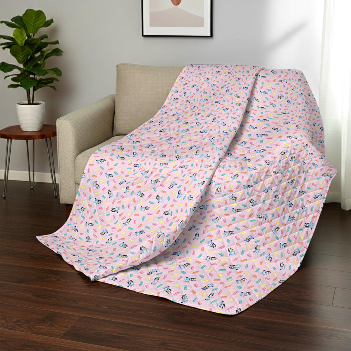 Northwest Bluey Balloon Celebration Quilted Throw Blanket – Official Cartoon Throw Blanket Featuring Bluey, for Adults Boys Girls Bed, Couch, or Playroom, 60 x 80 Inches