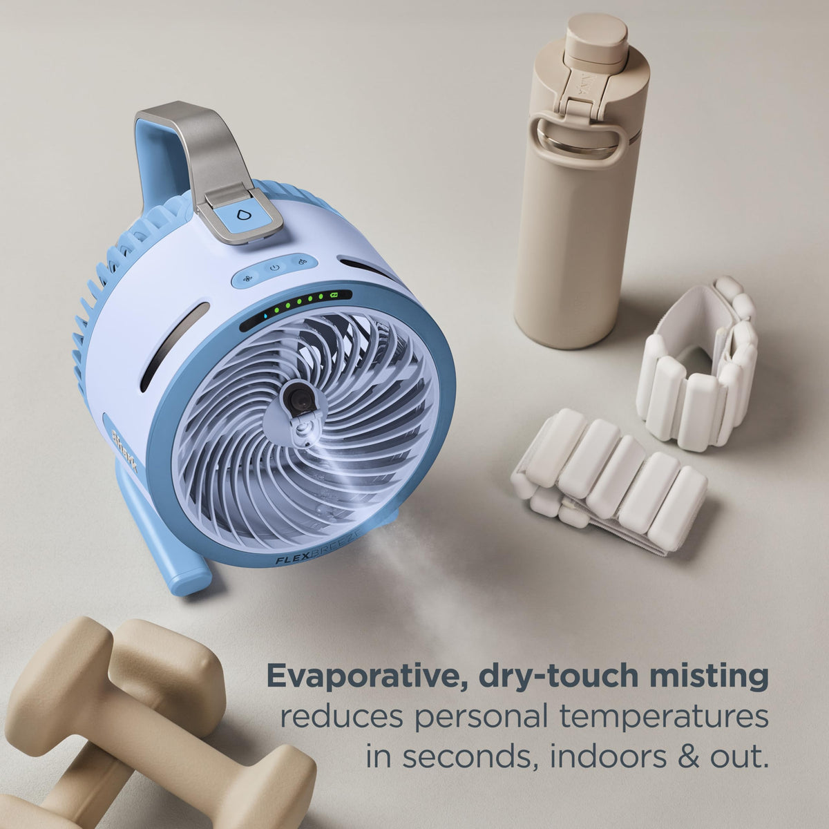 All-New Shark FlexBreeze HydroGo Pro Fan, Indoor & Outdoor Powerful Cooling Fan with Dry-Touch Mist, Portable Cordless & Corded, Long Battery Runtime, 5 Speeds, Sky, FA056BL (2026 Release)
