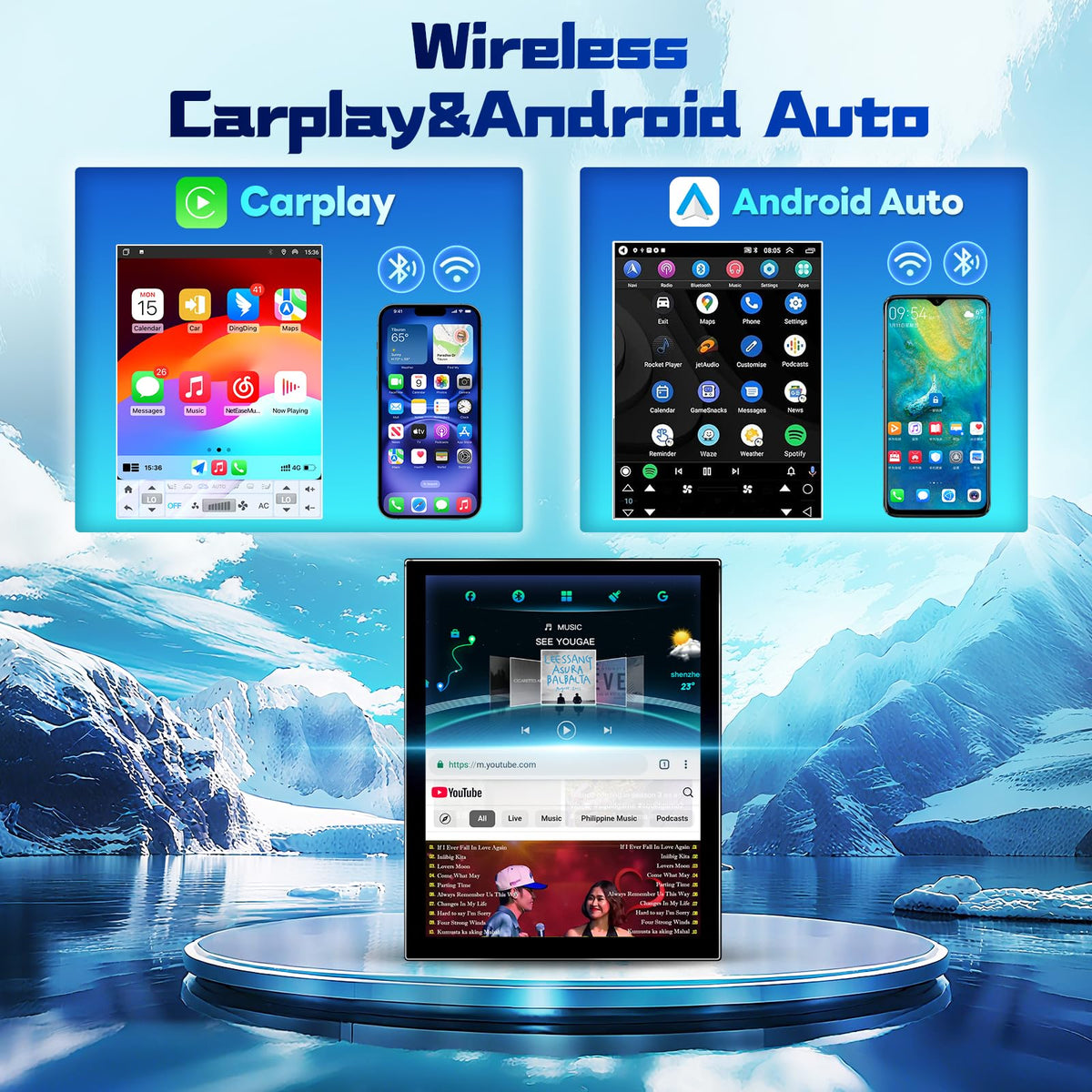 Gearzbtor 12.1" Qualcomm 8Core 4+64G Radio for Ford Expedition 2015 2016 2017,Android 13 T-Style Vertical Screen Expedition Stereo Carplay Android Auto 5Ghz WiFi 48EQ SWC Mic 1080P Backup Camera