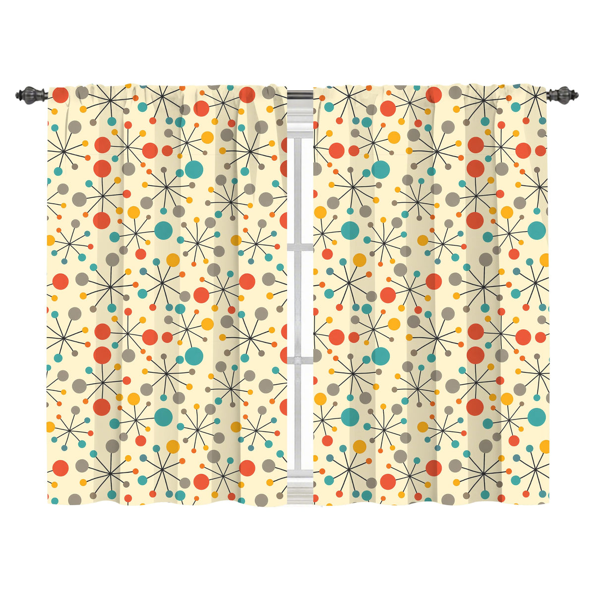 Worltoldb Mid Century Kitchen Curtains Cafe Curtains for Bathroom Dining Room Living Room Pocket Window Drapes 2 Panels Set 28"x36"
