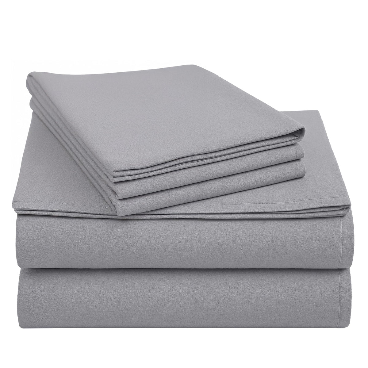 California Design Den Flannel Extra Deep Pocket Flannel Sheets King Size Set - Made in Portugal 100% Cotton, Triple-Brushed, Thick, Velvet Soft 4-Piece King Bed Sheet Set - Silver Grey