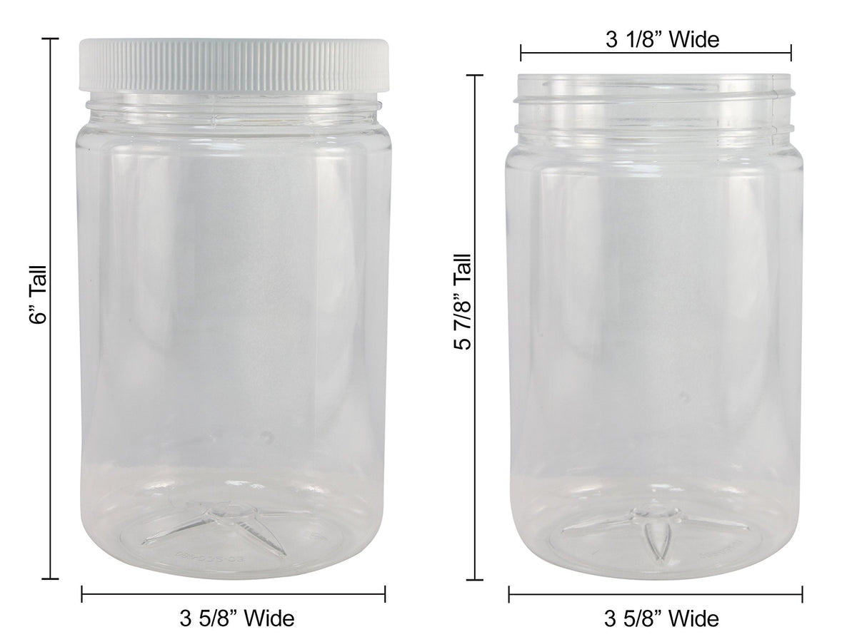 Pinnacle Mercantile 1 Gallon Plastic Jars with Screw on Lined Lids 24 Pack Wide Mouth Food Storage Containers