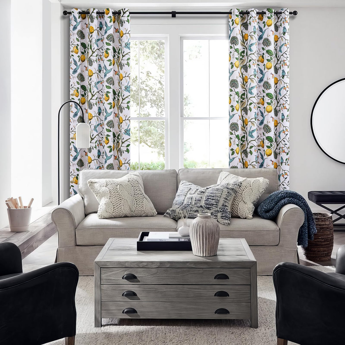 Topfinel Floral Curtains & Drapes Coquette Winter Blackout Elegant Vintage Farmhouse Country Hummingbird Patterned Grommet Curtains for Dining Living Room Sliding Glass 2 Panels 96 inch Long