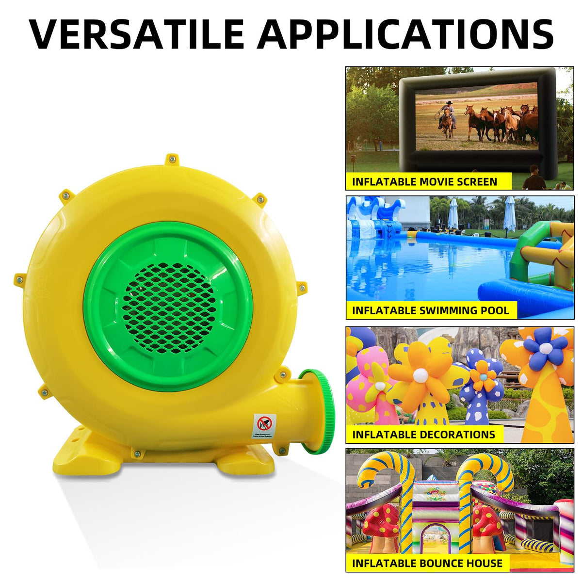 GONFLABLE Air Blower, 480W 0.64HP Bounce House Blower, Portable Inflatable Bubble HOU-se Blo-wer, Perfect for Inflatable Bounce House, Bouncy Castle, Jumper, Water Slid, Corded(480 Watt 0.6HP)