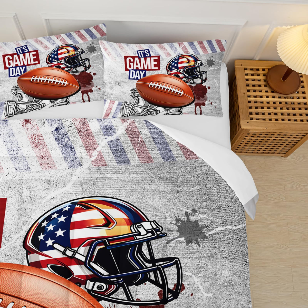 lneffble Twin Size Kids Comforter Sets Boys Football，Sport Themed Twin Size Bedding，with 1 Comforter with 2 Pillow Case