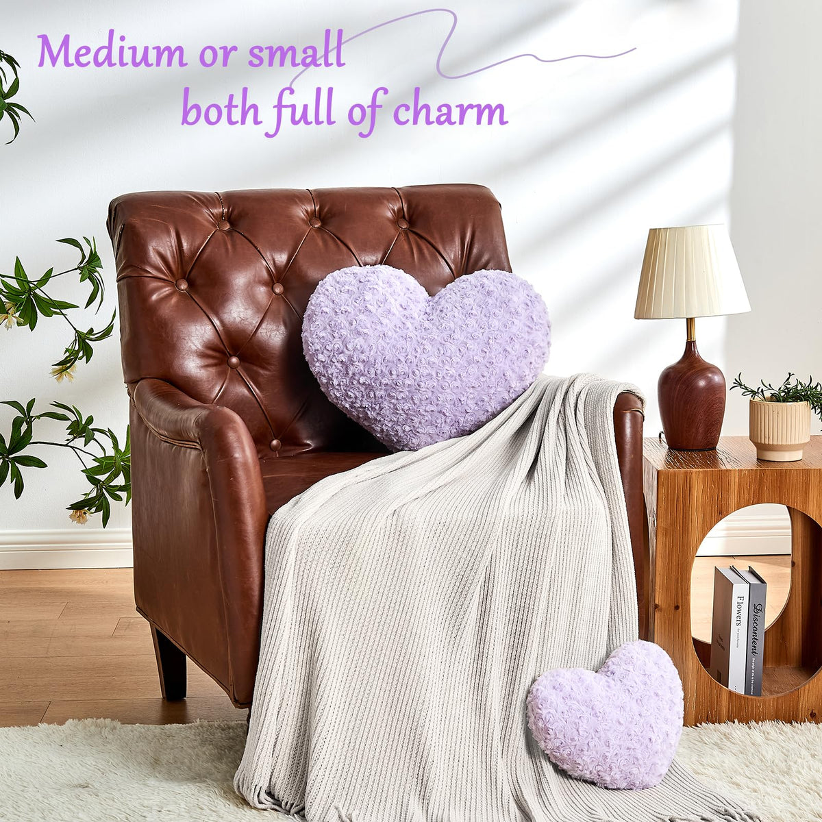 IREMATE Heart Pillow Purple Throw Pillows, Soft Fluffy Decorative Pillows for Bed Couch Chair, Cute Heart Shaped Room Decor Gifts for Valentine Anniversary Birthday Mothers Christmas (Small, 13"x10")