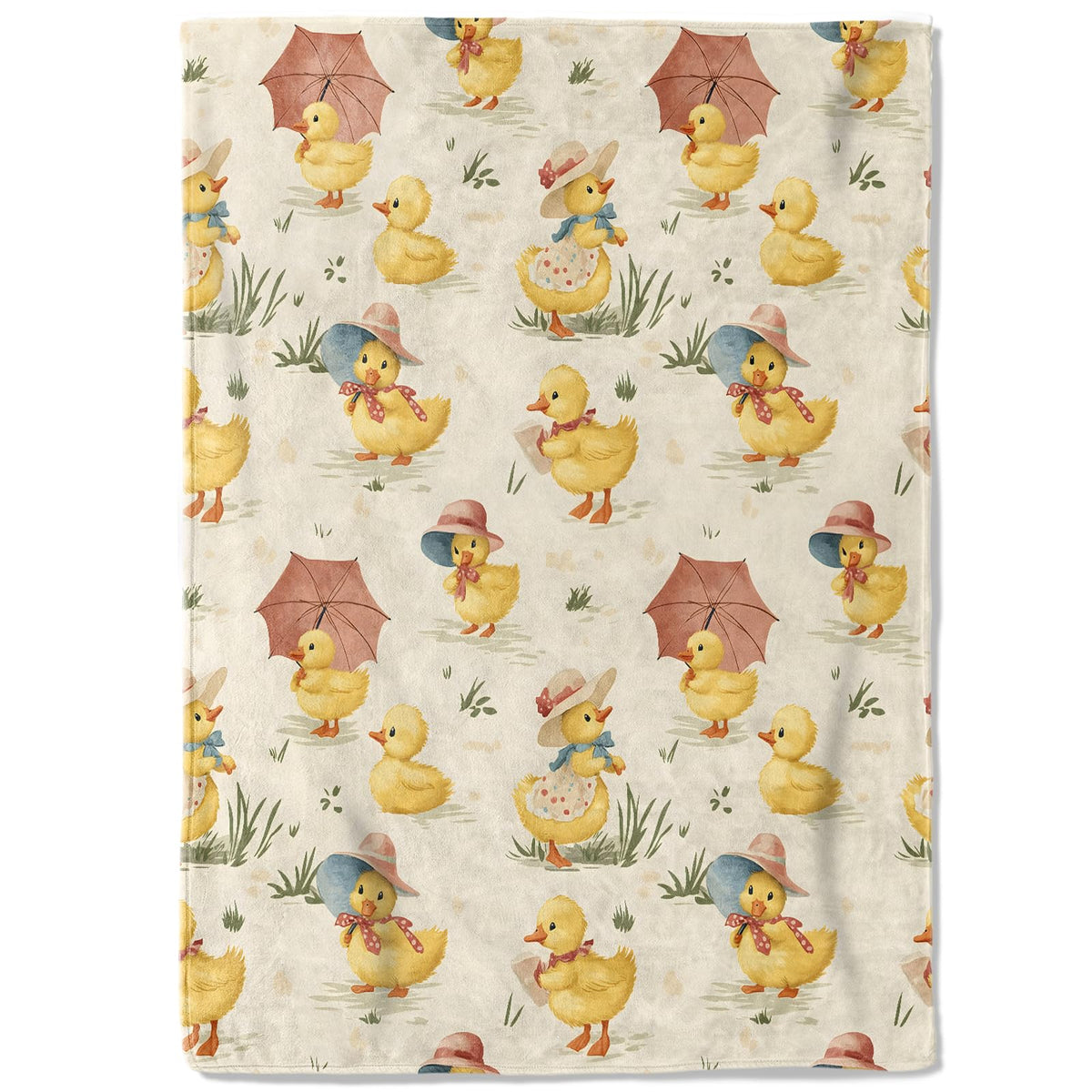 coedoaes Cute Duck Fleece Blanket - 50x60in Adorable Duckling in Hat and Parasol Throw Blankets,Soft Cozy Lightweight, Ideal for Living Room Home Farmhouse Decor and Kids Women Girls Spring Gifts