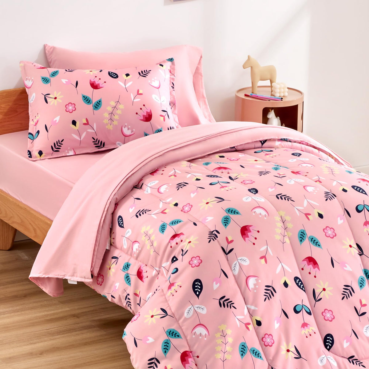 SLEEP ZONE Kids Bedding Full/Queen Comforter Set - Cute Printed for Boys, Girls, Teens, Super Soft, Fade Resistant (Pink Flower, Full/Queen)