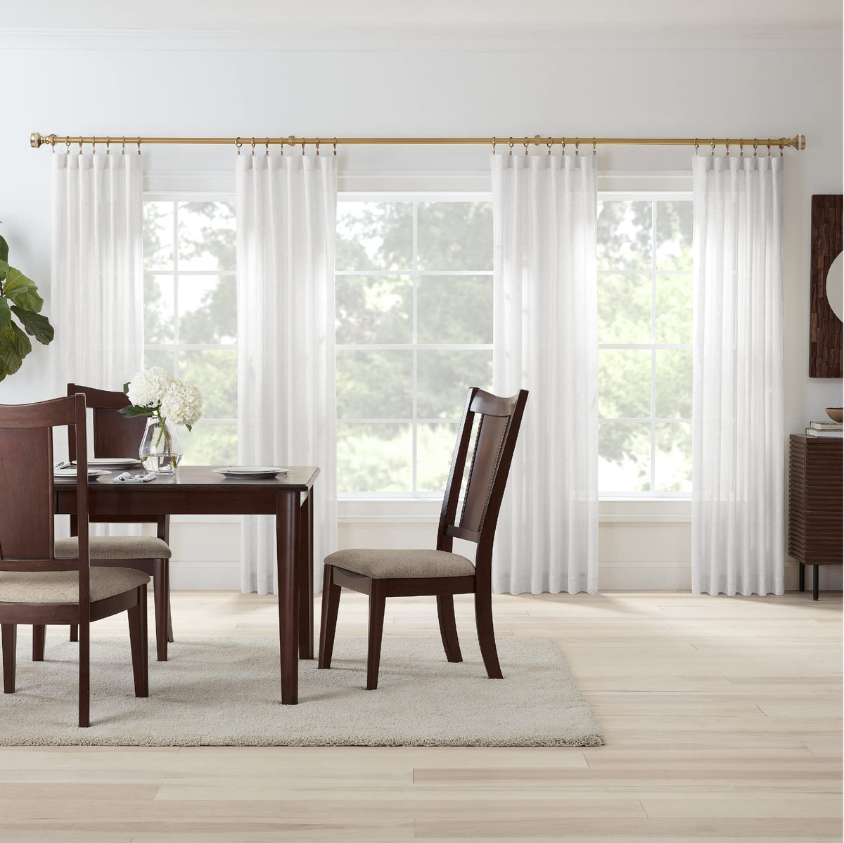 MODE Premium Collection 1 1/8" Diameter Curtain Rod Set with Brilliant Urn Curtain Rod Finials and Steel Wall Mounted Adjustable Curtain Rod, Fits 144” to 240” Windows, Warm Gold