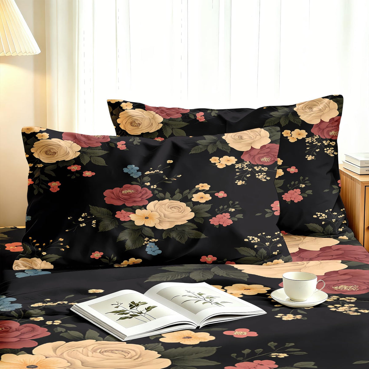 Peony Floral Bedding Set 4 Pcs Flowers Queen Sheets