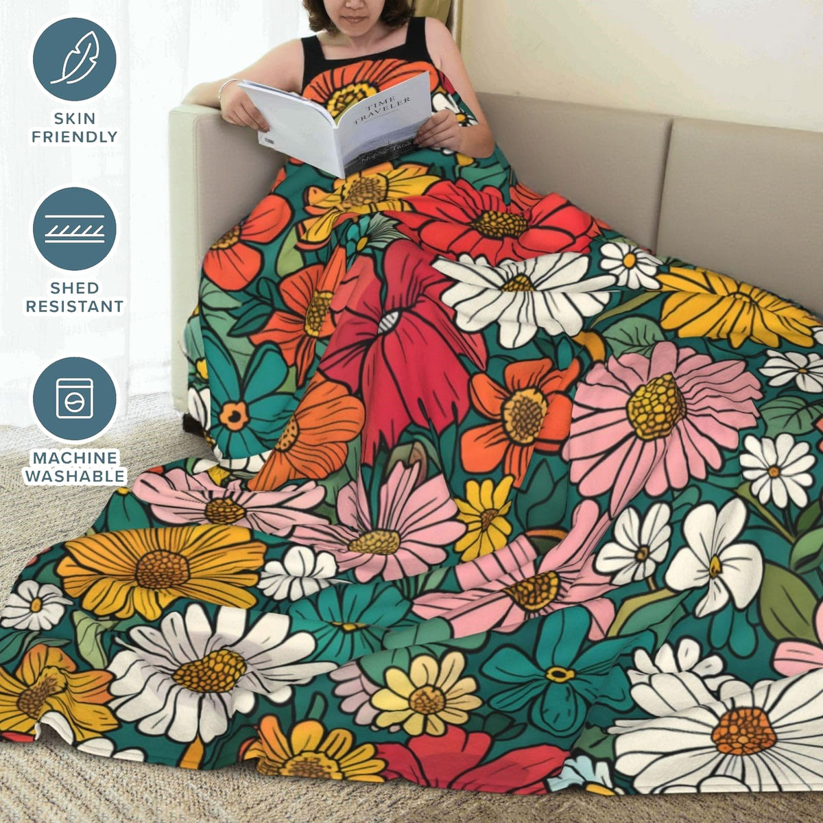 RQTWC Guitar Throw Blanket Gifts for Boys Girls Kids Adults, Music Theme Flannel Blankets for Travel Sofa Living Room Decor 50"X60"