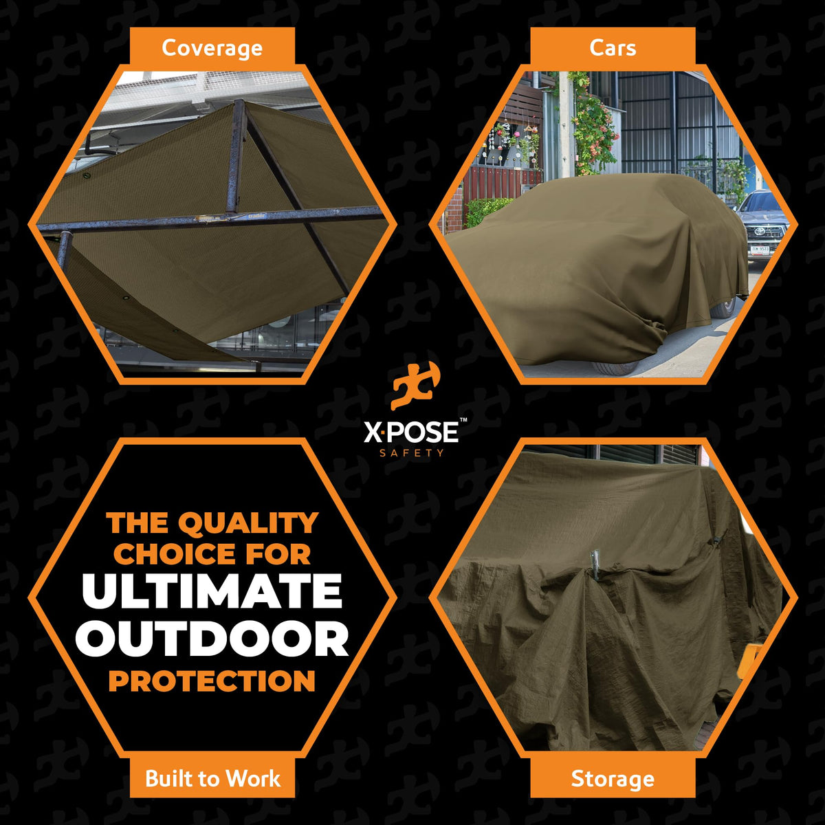 Xpose Safety Canvas Tarp - 10oz Olive Drab Canvas Tarps Heavy Duty Water Resistant with Brass Grommets- Multipurpose Outdoor Tarpaulin for Camping, Canopy, Trailer, Equipment Cover 14' x 14'
