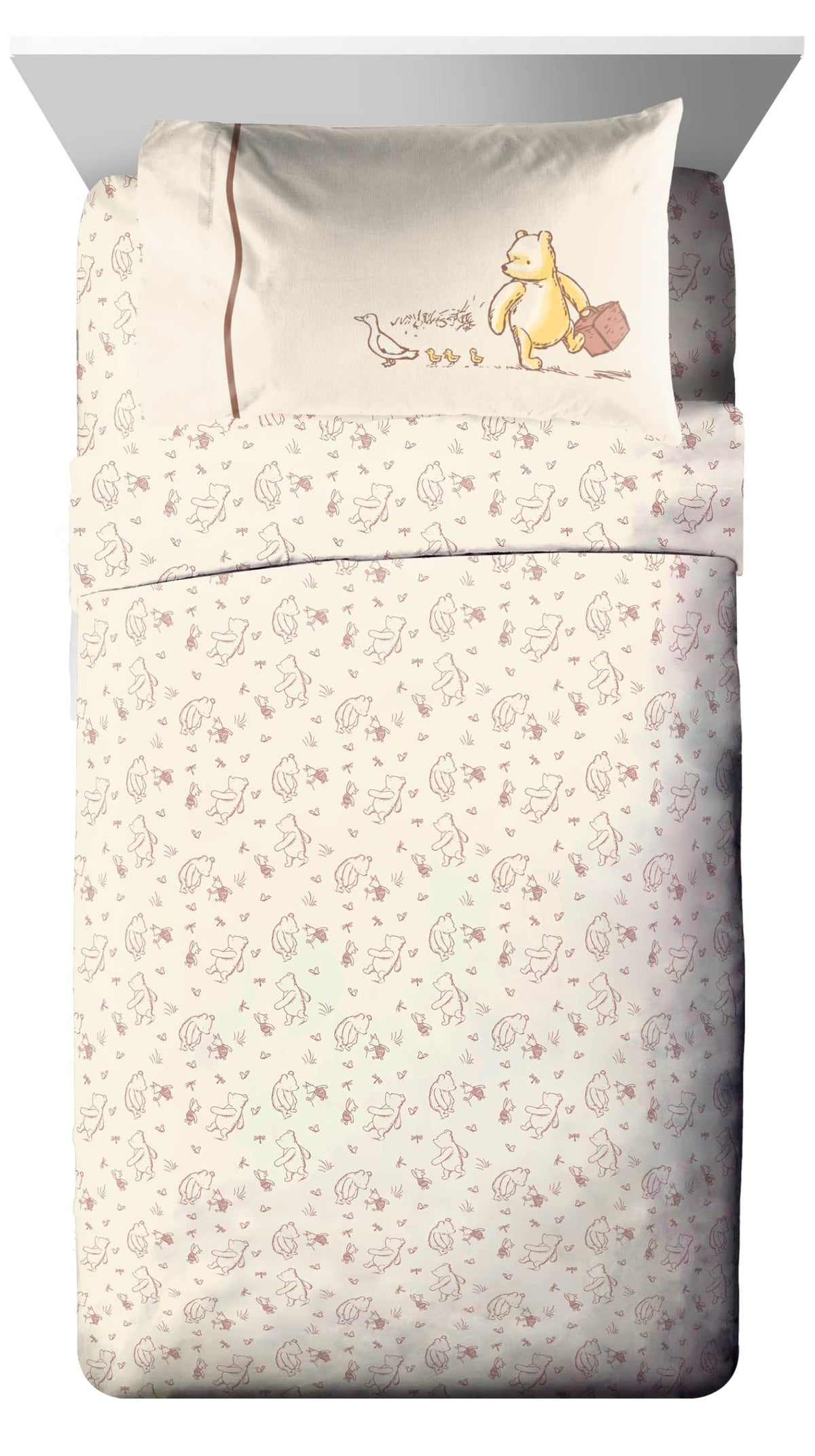 Jay Franco Kids Bed Set, Beige, Winnie The Pooh, 5 Piece Twin
