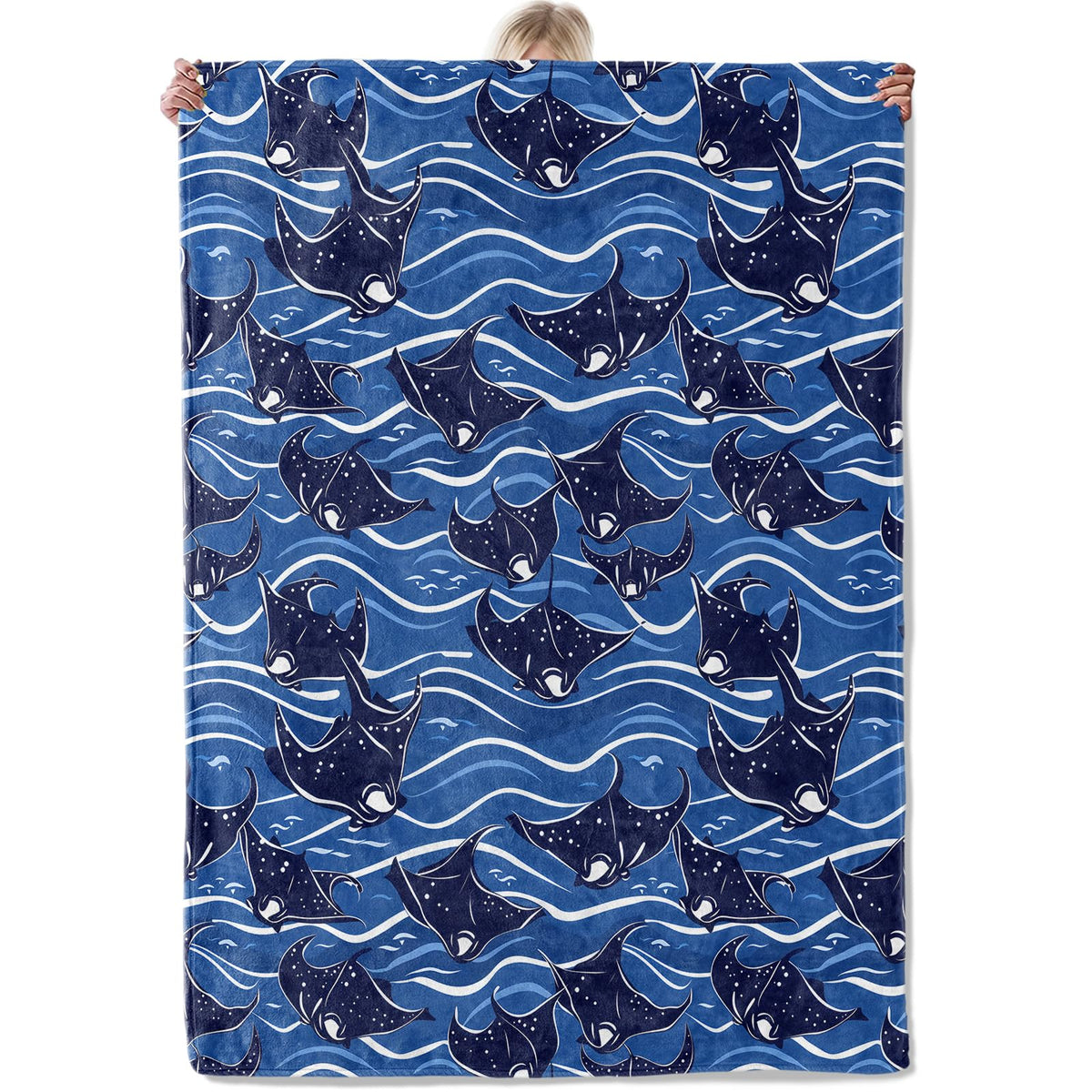 Aonimonis Oceanic Manta Ray Throw Blanket Gifts for Women, Soft Fuzzy Warm Cozy Flannel Blankets for Bedroom, Travel, Couch, Home Decor 50x60 in