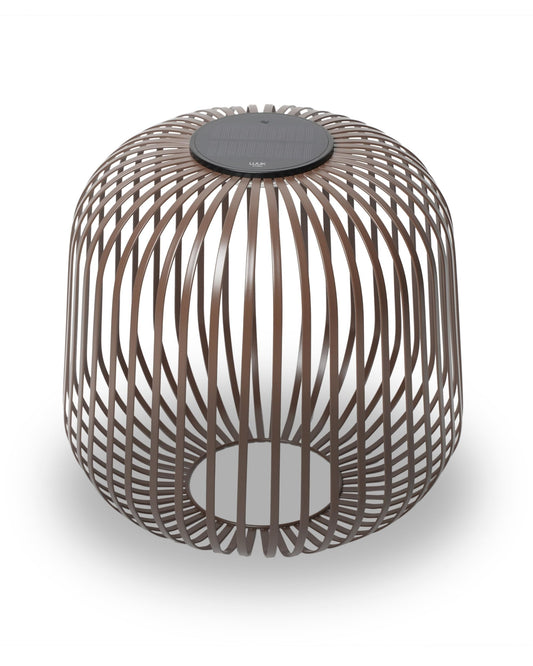 LUUK Studio Solis Wireless Solar LED Ambient Table Light, Warm White, 3 Dimmable Levels, Indoor & Outdoor, Solar & USB-C Rechargeable, Living Room, Bedside, Organic Contemporary, Walnut Brown, Size L