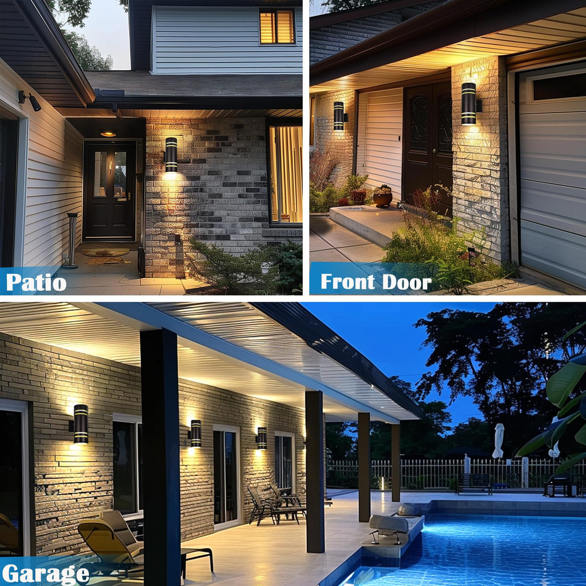 iYogaled Smart RGB Outdoor Wall Lights, 2 Pack Front Porch Light Fixtures, Cylinder Up and Down Lights Outdoor Wall Sconce, Exterior Lighting Fixture Compatible with Google Assistant Alexa