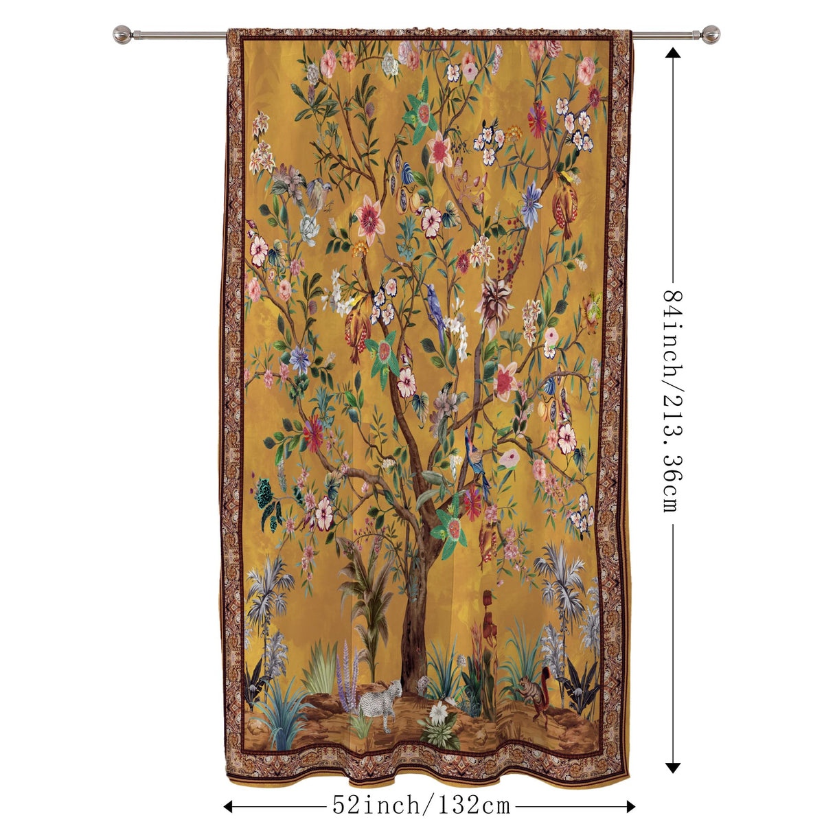 HMS Happy Memories Rod Pocket Door Curtains Thermal Insulated Room Darkening Curtains Blackout Floral Style Drapes Window Curtain 1 Panel for Living Room Bedroom Kitchen(Tree of Life 52"x 84")