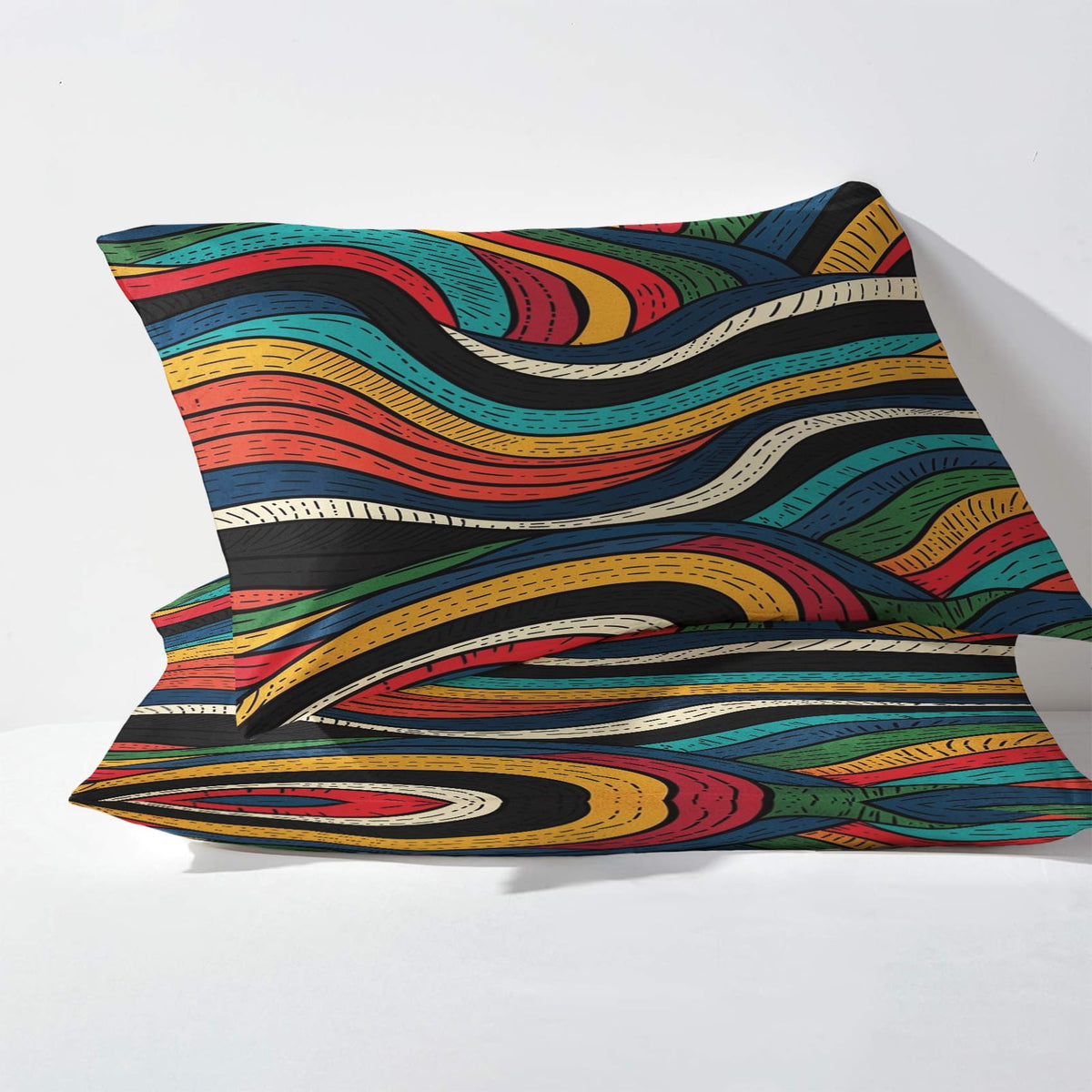 Psychedelic Sheets California King Size, Abstract Colorful Bed Sheets, Patterned Bedding Sheets & Pillowcases 4 Piece Set - Soft Microfiber Deep Pocket Fitted Sheet & Flat Sheet & 2 Pillow Cases