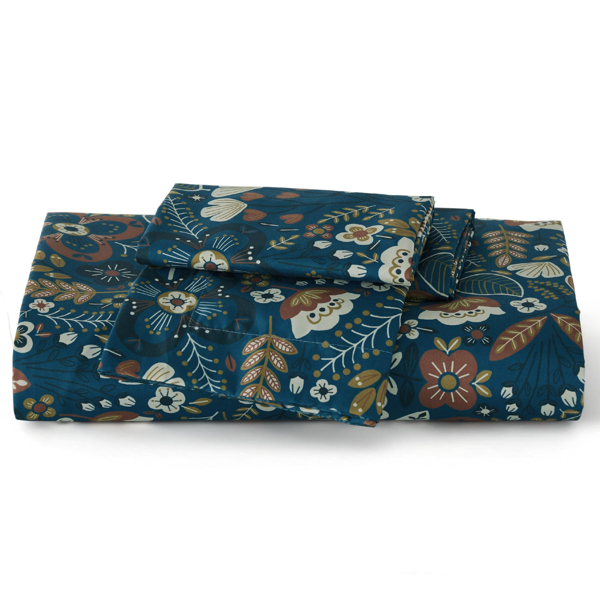 Bedsure Duvet Cover King Size - Reversible Floral Duvet Cover Set with Zipper Closure, 3 Pieces Navy Blue Bedding Set with 8 Corner Ties and 2 Pillow Shams 20"x36"