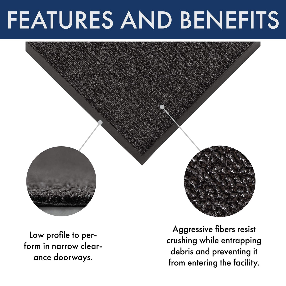 Notrax 231 Prelude Indoor/Outdoor Entrance Mat, for Home or Business, 3' x 5', Black