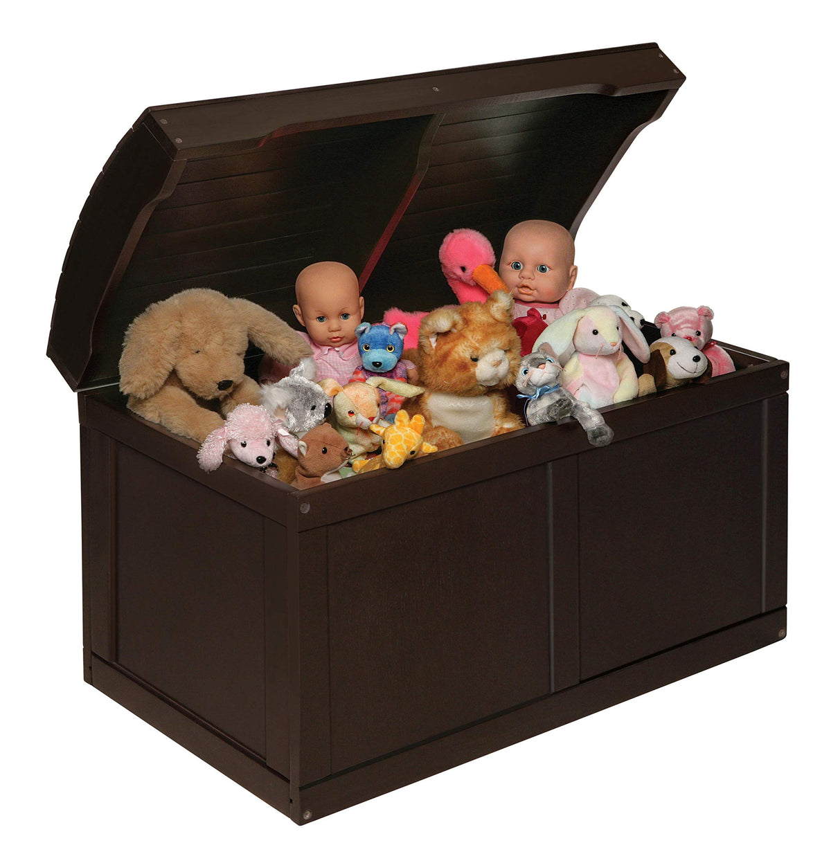 Badger Basket Hardwood Safety Hinge Barrel Top Toy Storage Chest, Espresso, 17x19 Inch (Pack of 1) (01345)