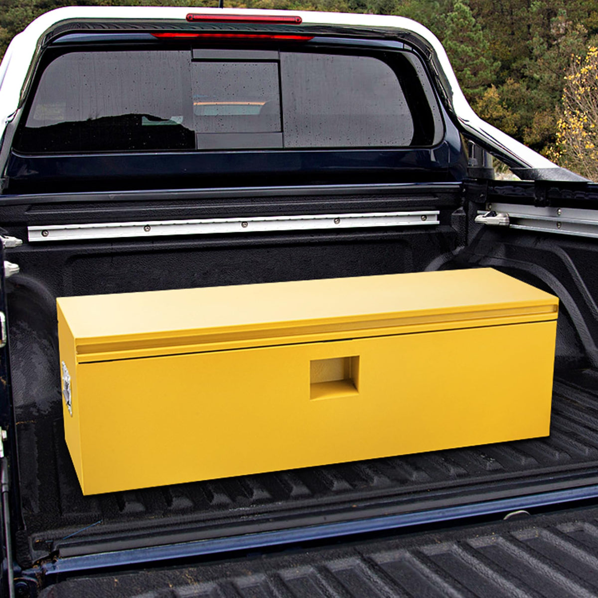 PrecisionAuto Truck Bed Toolbox Truck Tool Box Heavy Duty Steel Storage Cabinet Organizer Chest Jobsite for Pickup, RV, Trailer