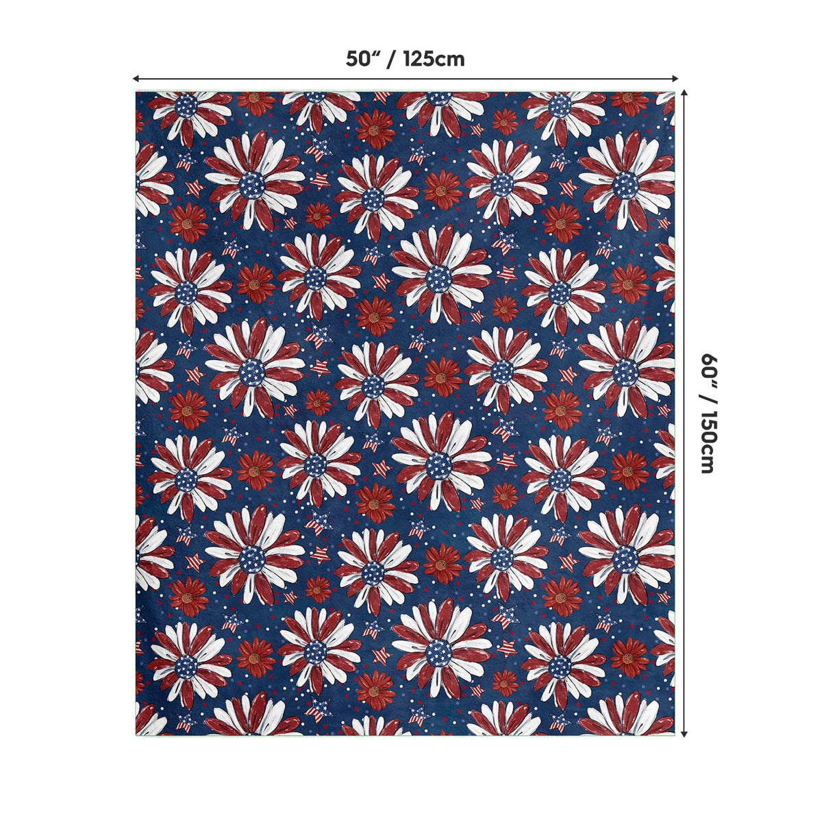 Horaldaily 4th of July Flannel Blanket Throw, Patriotic Memorial Day Print Flowers Independence Day Soft Fuzzy Plush Cozy Fleece Blankets for Couch Sofa Bed Decor, Ideal Gifts for Kids Adults 50x60