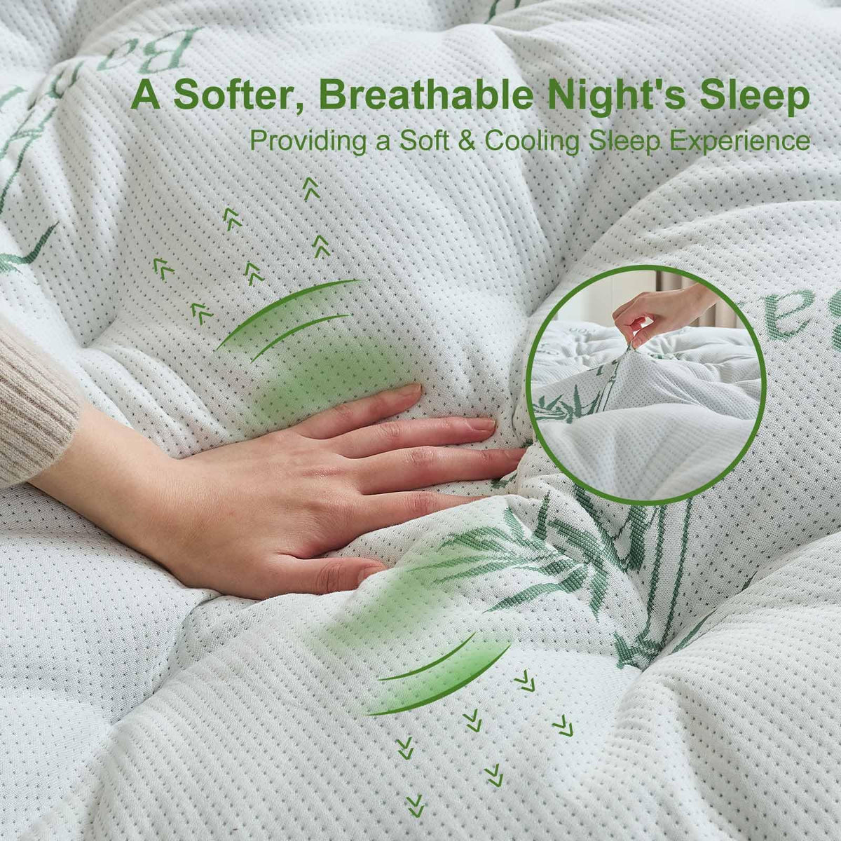 Whatsbedding Memory Foam Mattress Topper King Size, 5 Inches Slow Rebound Memory Foam Topper with Cooling Viscose Made from Bamboo Cover, Deep Pocket Designed Mattress Topper