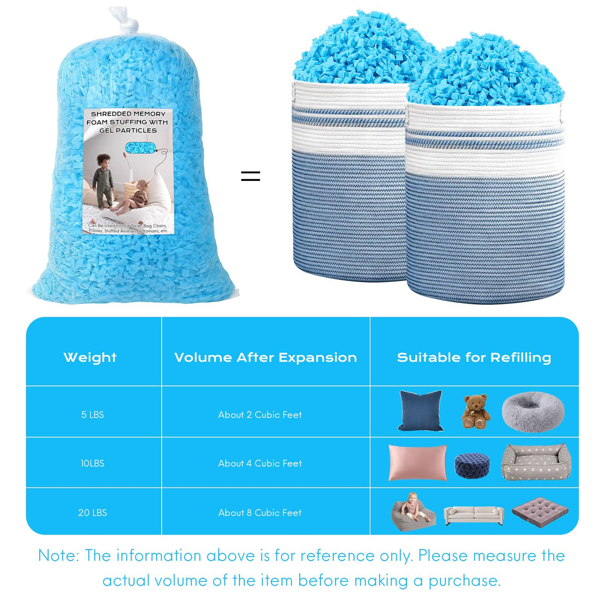 Garifon Bean Bag Filler, 40lbs Shredded Memory Foam Filling, Bean Bag Chair Filling Stuffing, Bean Bag Refill Insert, Punching Bag Filler, Pillow Filler Stuffing for Stuffed Animals/Couch/Dog Bed/Coop