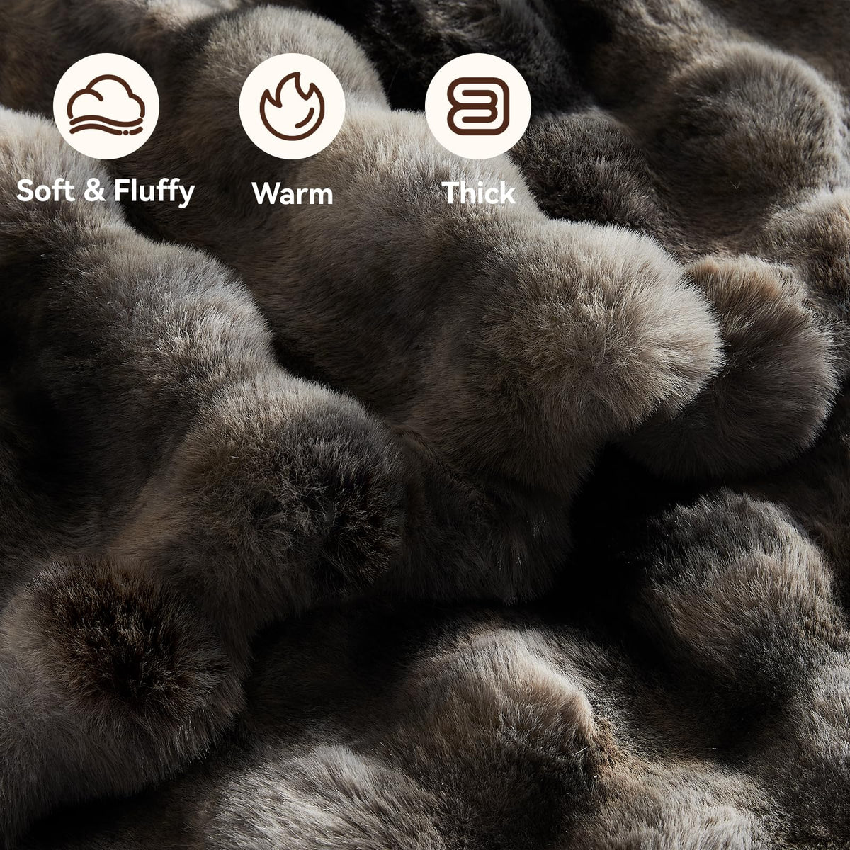 Anysay Faux Fur Throw Blanket, 1000GSM Fluffy Soft Bubble Blanket for Couch Bed, Cozy Plush Warm and Thick Blanket, Fuzzy Rabbit Throw for Living Room Bedroom 50''*60'' Tie-dye Grey