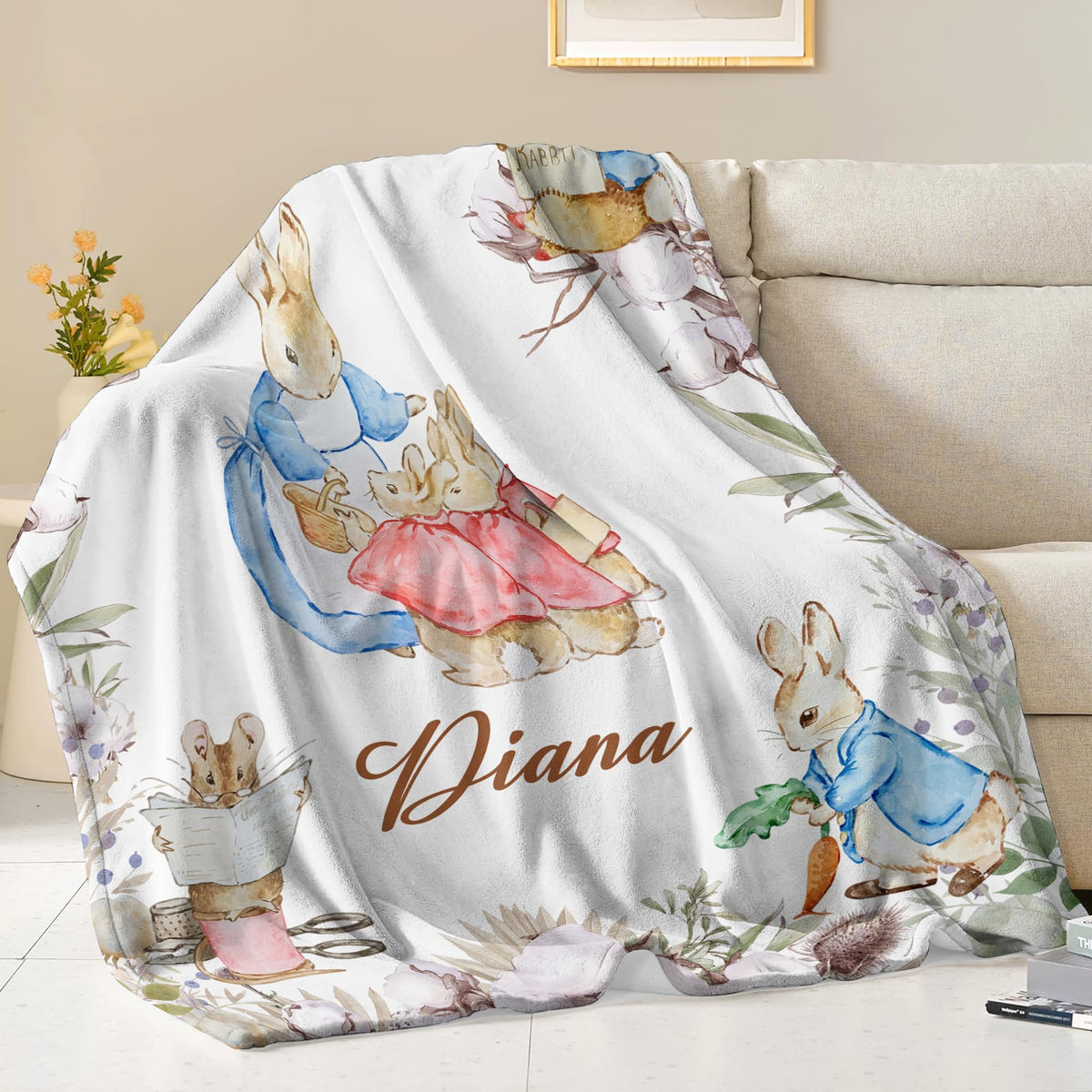 Lcyawer Personalized Blanket with Name, Customized Easter Birthday Gifts for Baby, Flannel Throw Blankets for Boys Girls, Personalized Baby Gifts for Infant Newborn Shower, Printed in USA