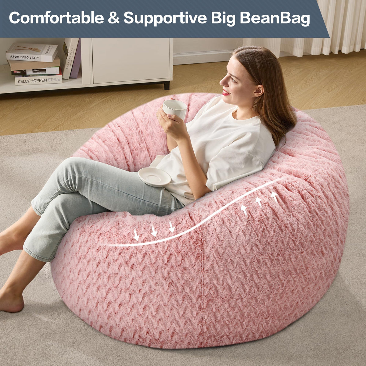 Hobestluk Bean Bag Chair for Adult Large Removable Beanbag Living Room 3FT