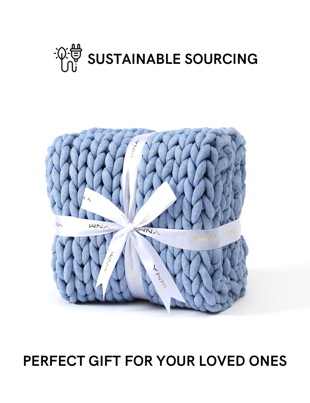 YnM Chunky Throw Blanket, Medium-Weight, Hand Knitted, Skin Friendly, Ventilated and Breathable, Machine Washable, Home Décor Piece for Couch, Sofa and Bed (Cerulean Blue, 40x50 Inch)
