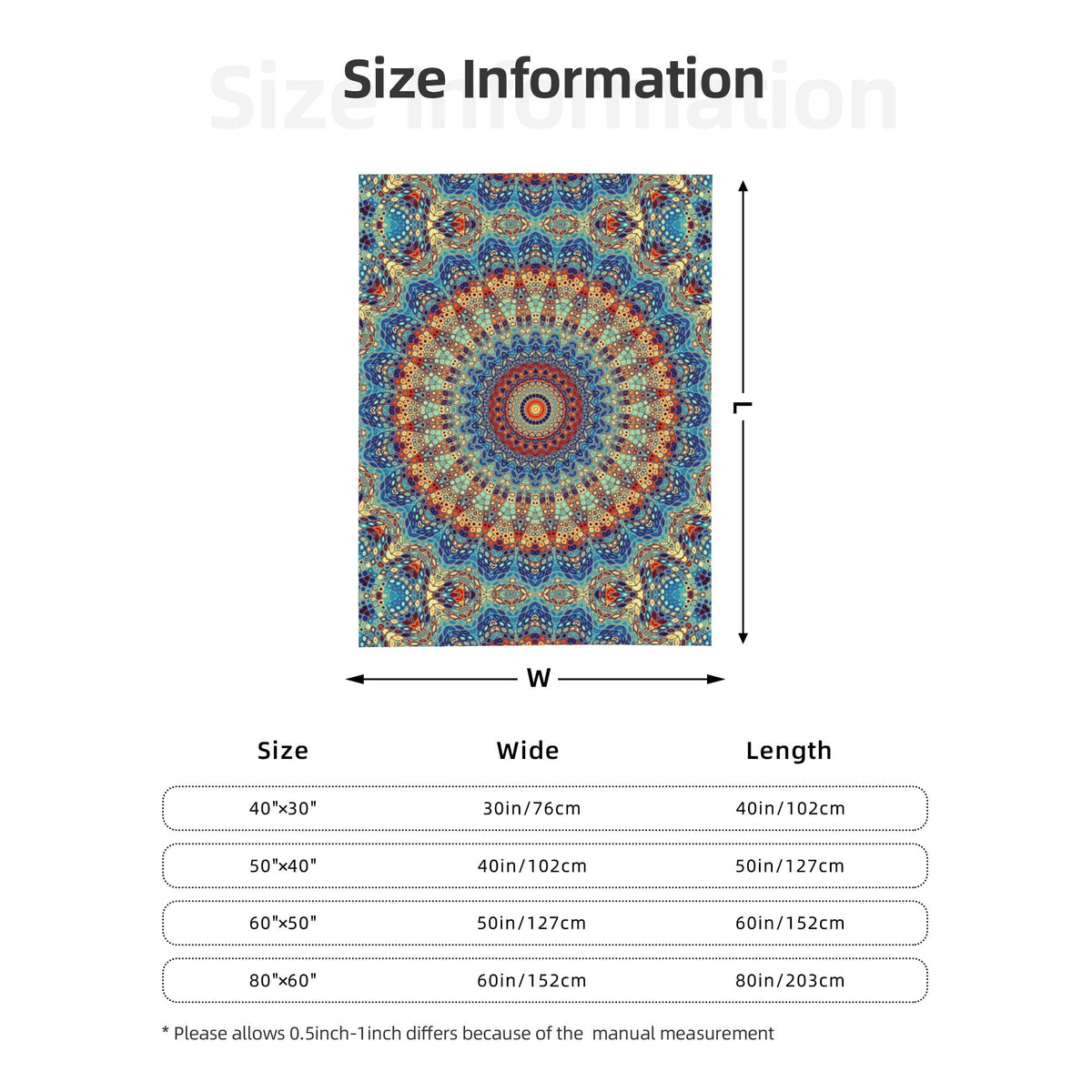 Mandala Blanket Gifts, Soft Flannel Throw Blanket for Couch, Bed, Travel, Living Room, Home Decor, Cozy Lightweight Warm Fluffy Fuzzy Blankets for Adults Women Girls (50×40 Inch, Mandala)