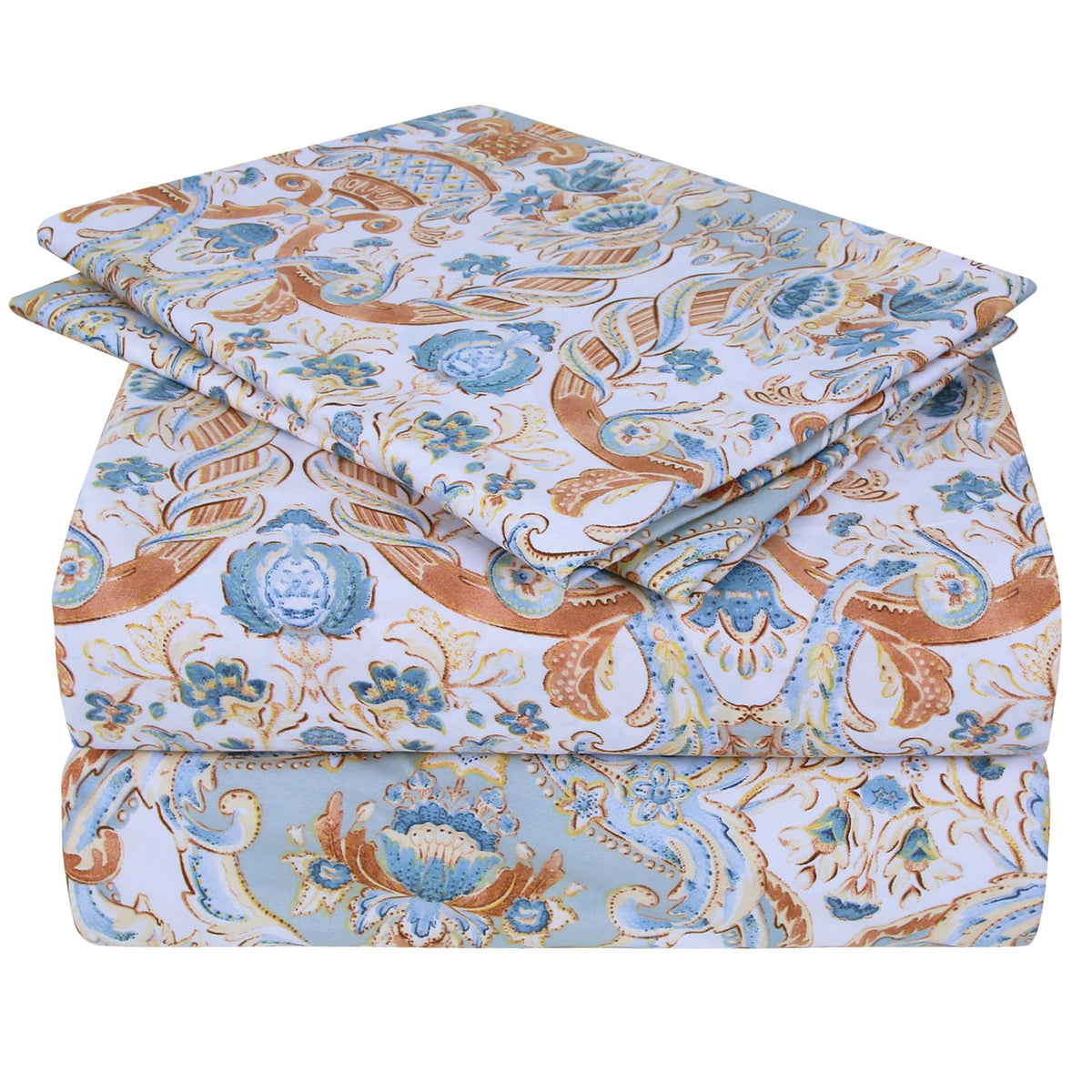 JSD Vintage Paisley Printed Sheet Set King Size, 4 Piece Soft Pattern Microfiber Sheets Extra Deep Pocket