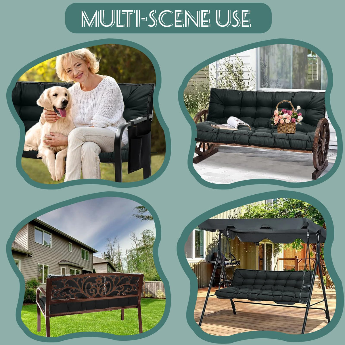 Sauqzoh Replacement Cushions for Swing, Swing Cushions 3 Seater Replacement, Waterproof Thicken Washable Cushion for Outdoor Indoor Furniture Swing Patio (Dark Gray, 40x63 inch)