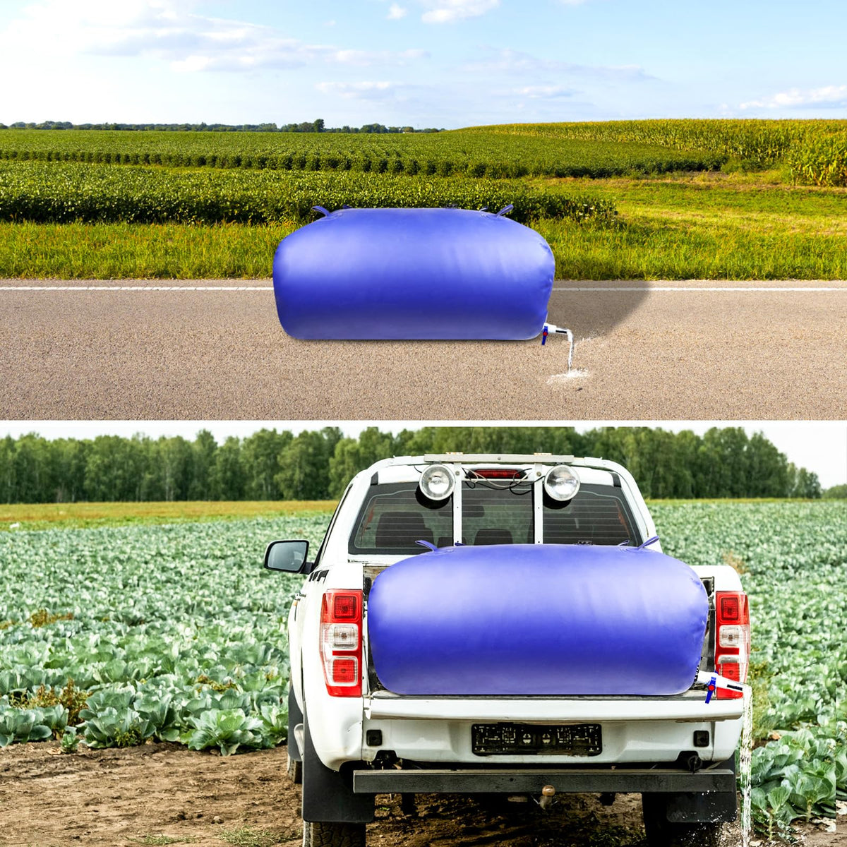 Water Storage Bladder Heavy Duty - Water Tank Foldable Water Storage Containers with Valve Soft Water Bag,Agricultural Water,Drought Resistance,Fire Prevention, Emergency Water, Blue