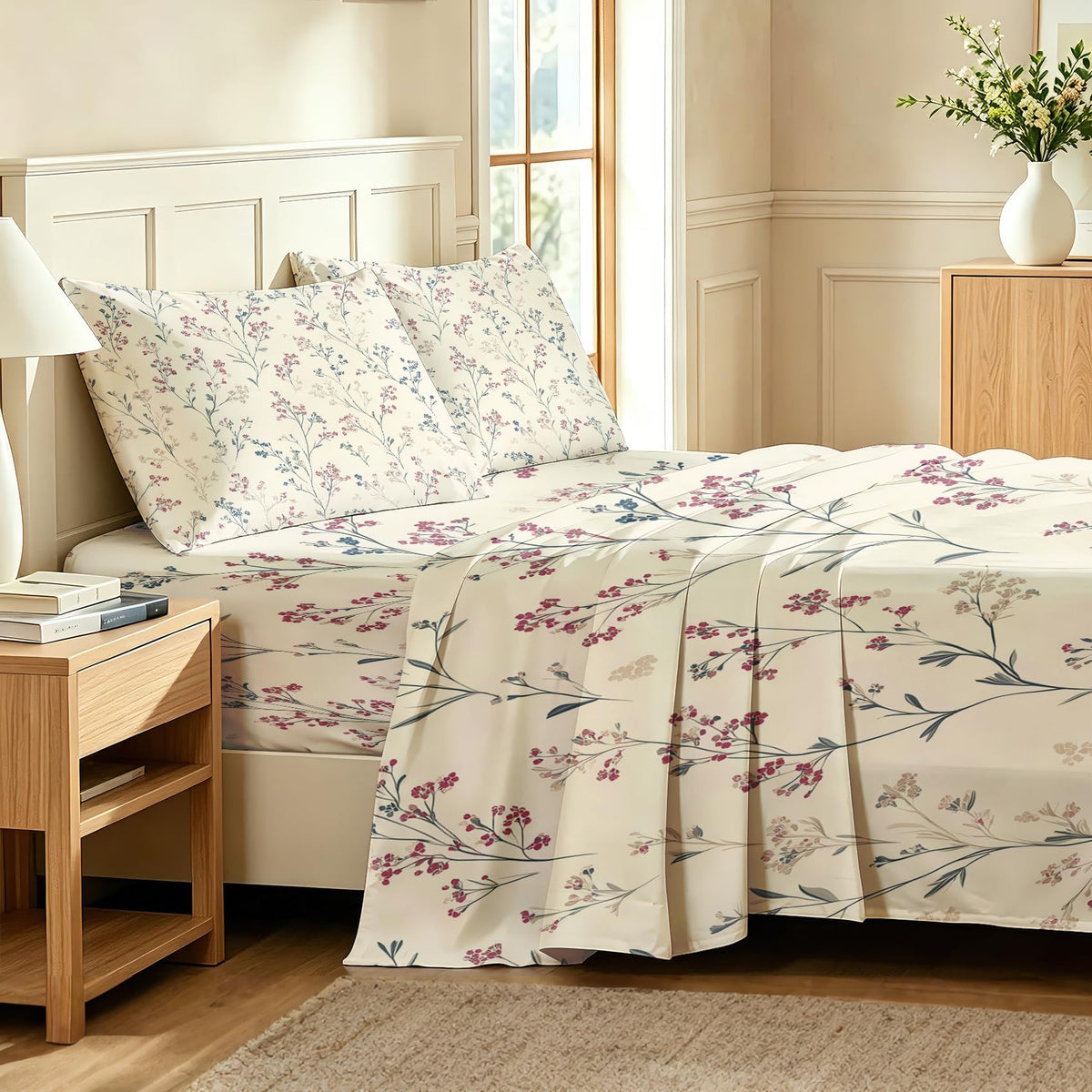 Wildflower Full Bedding Set Minimalist Floral Sheet Sets