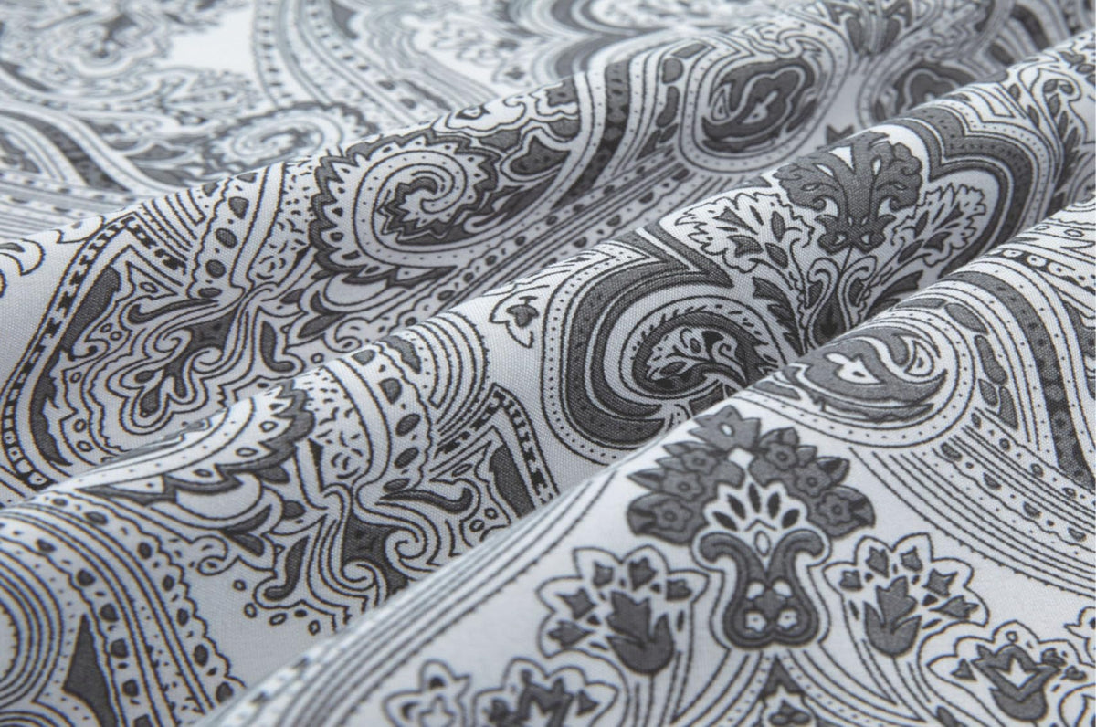 Spirit Linen home 6-Piece Queen Size Bed Sheet Set - Deep Pocket, Paisley Pattern, Soft and Breathable Bed Sheets, Microfiber Material, Includes 1 Fitted, 1 Flat, 4 Pillowcases - Dark Grey Paisley