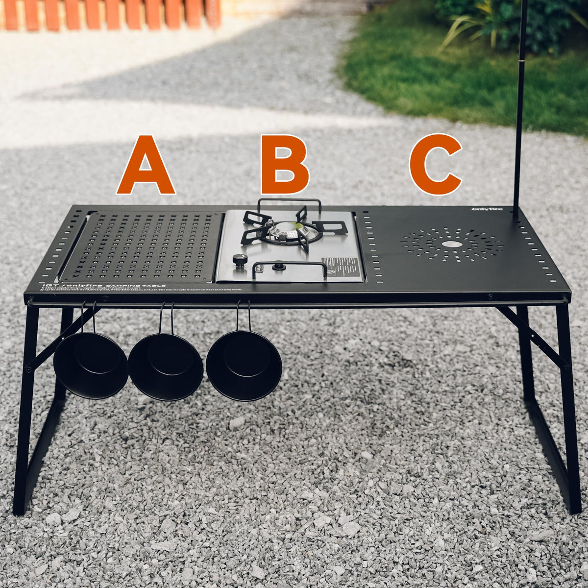 ONLYFIRE OUTDOOR LIVING IGT Camping Table Kit with Propane Gas Stove & Carry Bag, Portable Folding Camp Table, IGT Unit Combination Combo for Picnic, RV, Tailgating, Patio, Backyard, GS337