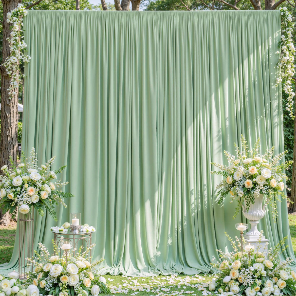 Sage Green Backdrop Curtain for Parties Wrinkle Free Dark Green Photo Curtains Backdrop Drapes Fabric Decoration for Baby Shower Birthday Party Photography 5ft x 7ft,2 Panels