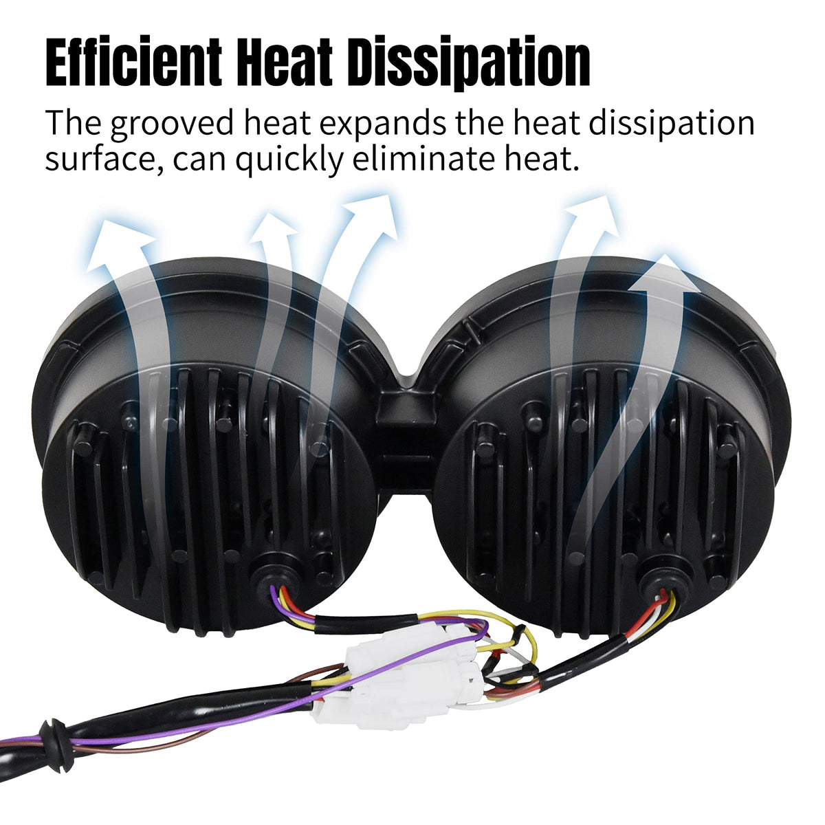 VEISUTOR Dual LED Headlight for Fat Bob，Upgraded LED Headlamp Front Light Kit with High Low Beam Turn Signal Lights and Halo Ring DRL for Harley Dyna Fat Bob 2008-2019 Accessories