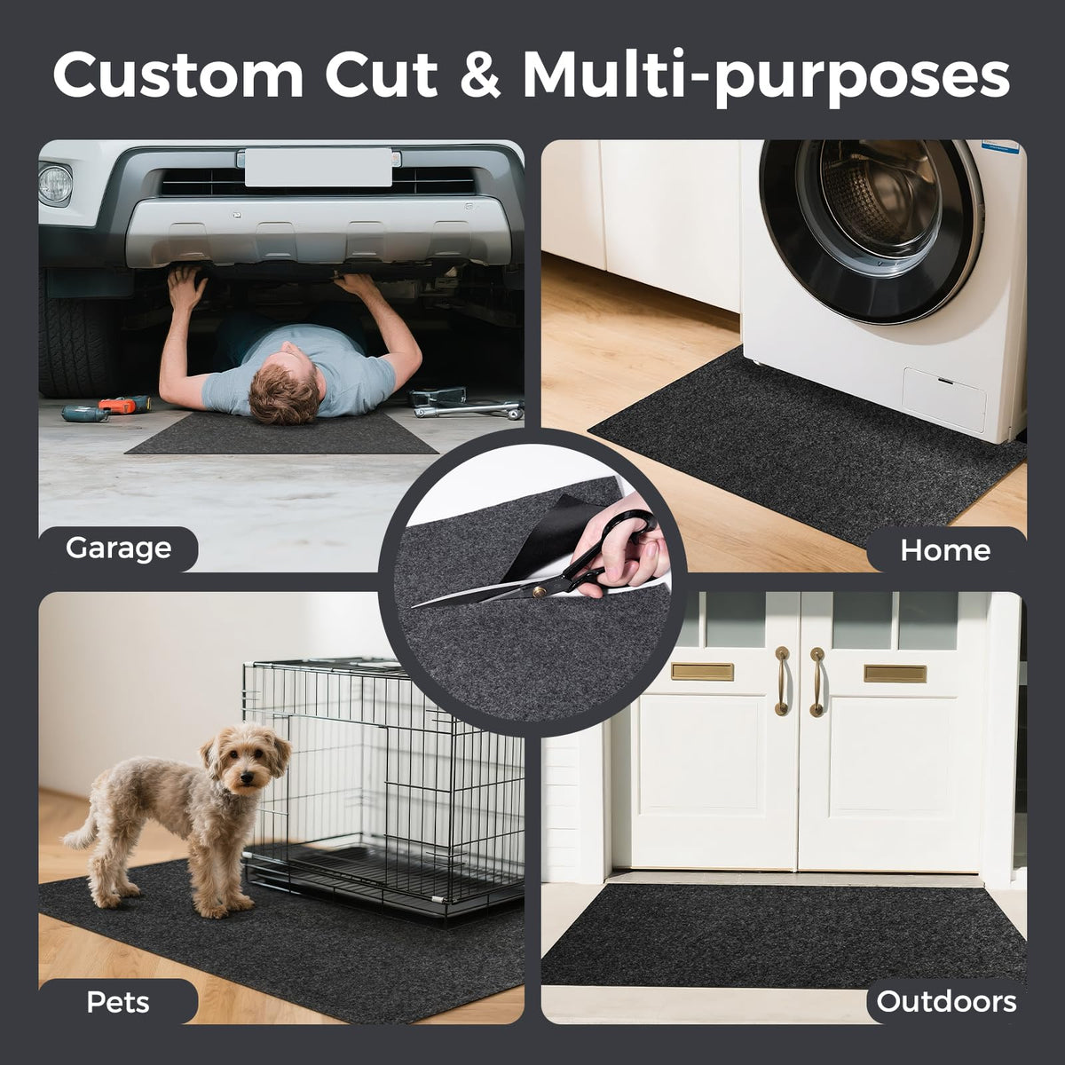 WELKIN Garage Floor Mat (20' x 7'4") – Absorbent Oil Spill Mat with Waterproof Backing – Protects Surfaces & Prevents Stains – Reusable, Washable, Durable, Cut-to-Fit