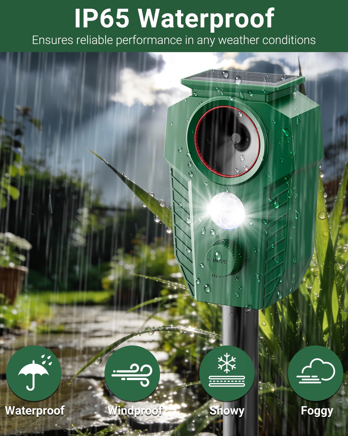 X-octenol Solar Ultrasonic Animal Repellent Outdoor - Deer Repellent Devices with Motion Sensor & Flashing Lights, Waterproof Deterrent for Yard Garden to Repel Cats, Squirrels, Raccoons